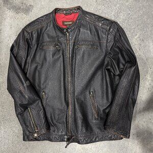 DANIER - Distressed Mens Leather Moto Jacket - 2XLT